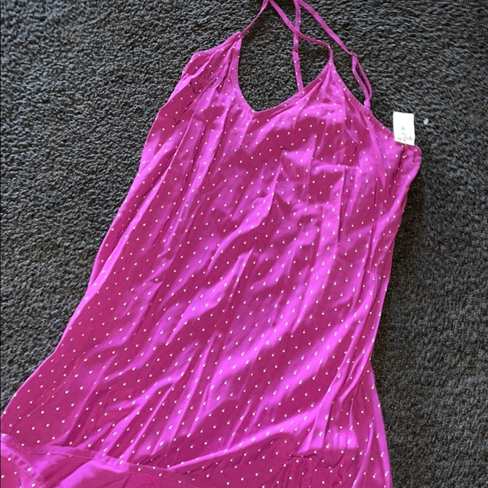 Long purple polka dot dress